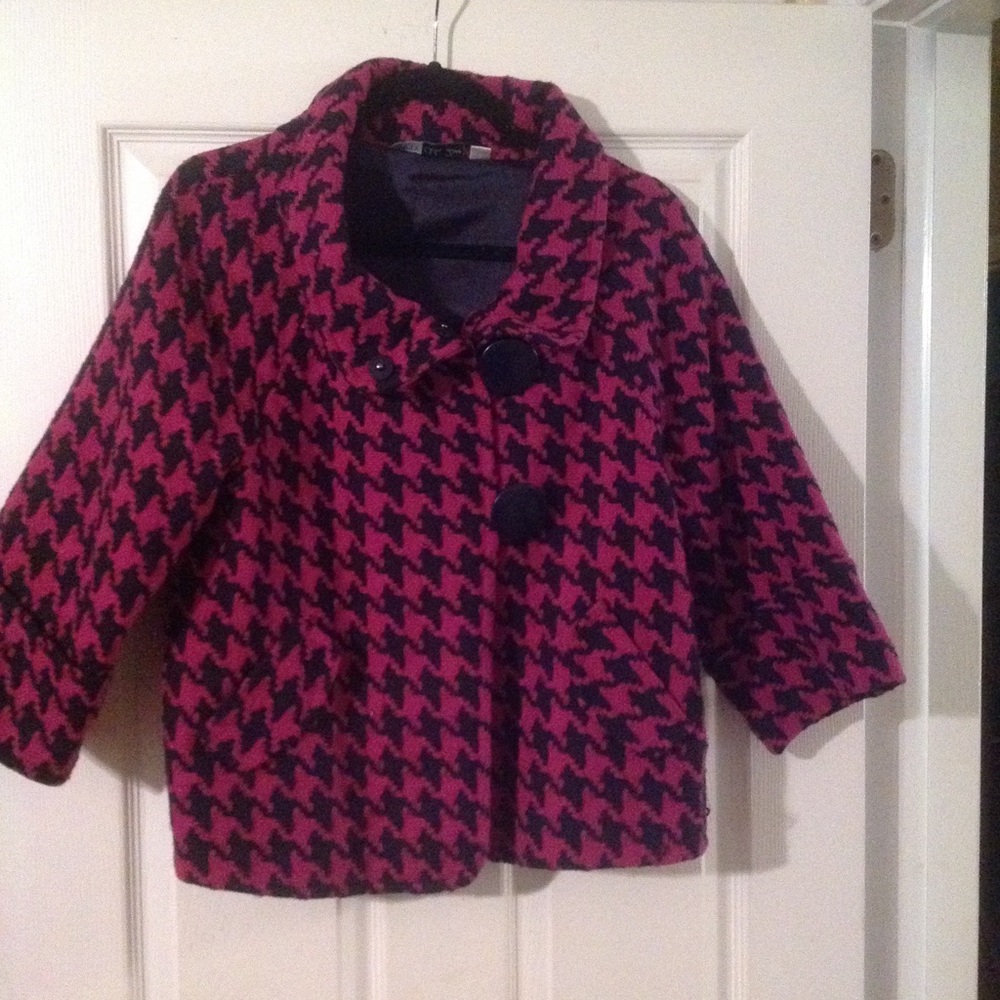 Houndstooth Fushcia & Navy Jacket/Blazer